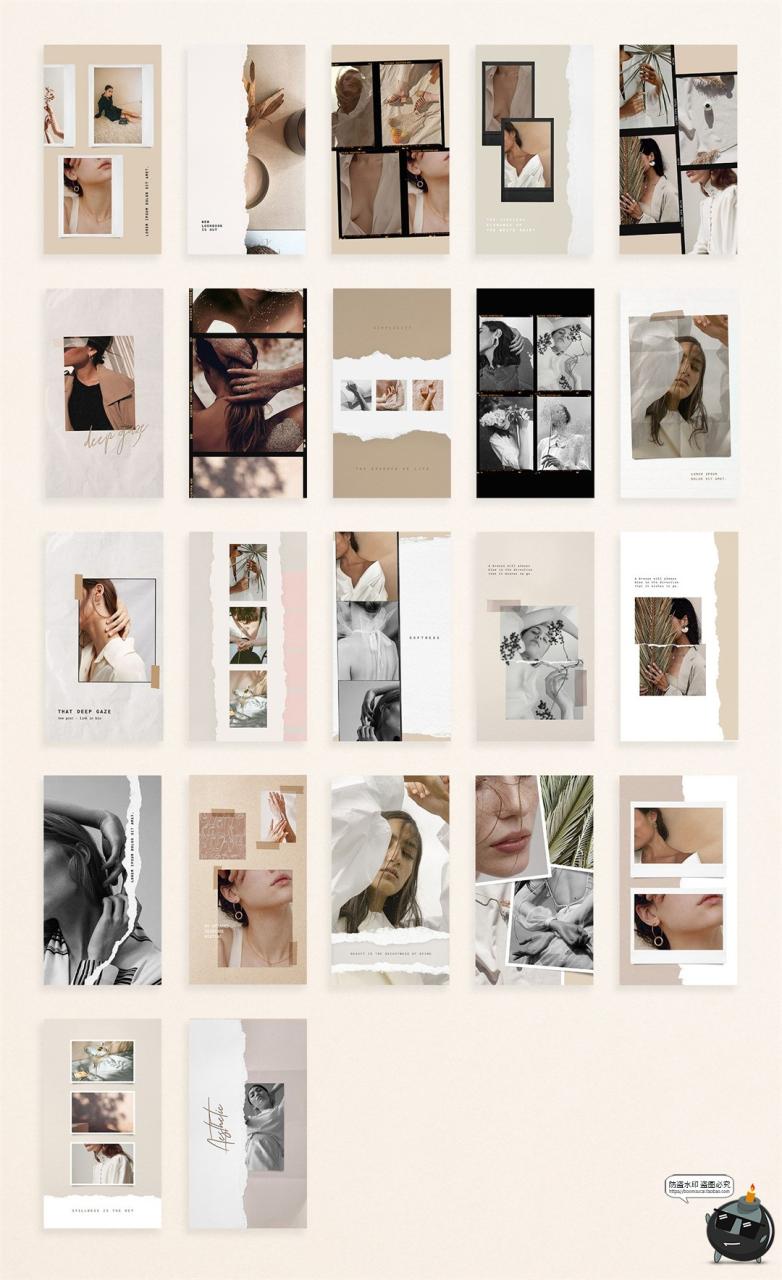 复古电影框架胶片相片照片撕纸纹理图片故事排版海报PSD模板素材-设计猿