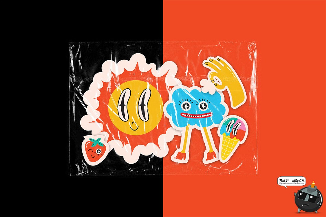 透明胶带密封气泡膜塑料薄膜产品包装叠层叠加元素JPG图片素材-设计猿