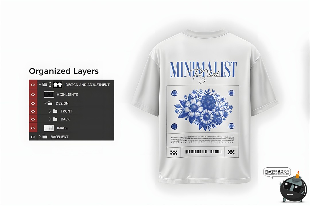 图片[3]-潮流大码oversize短袖T恤潮牌宽松印花图案效果图展示样机PSD素材-设计猿