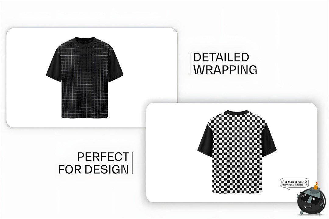 图片[4]-潮流大码oversize短袖T恤潮牌宽松印花图案效果图展示样机PSD素材-设计猿