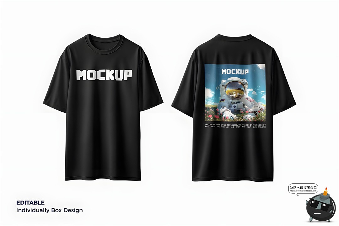 图片[6]-潮流大码oversize短袖T恤潮牌宽松印花图案效果图展示样机PSD素材-设计猿