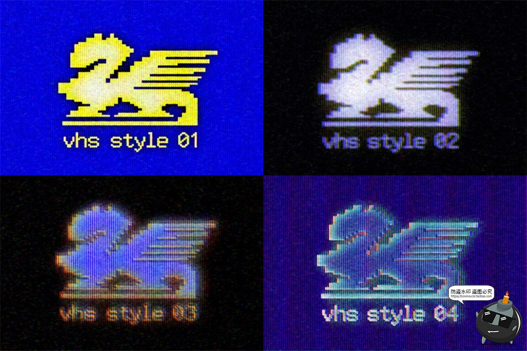 图片[2]-复古怀旧VHS磁带电视扭曲故障LOGO标题文字CRT效果PSD模板ps素材-设计猿