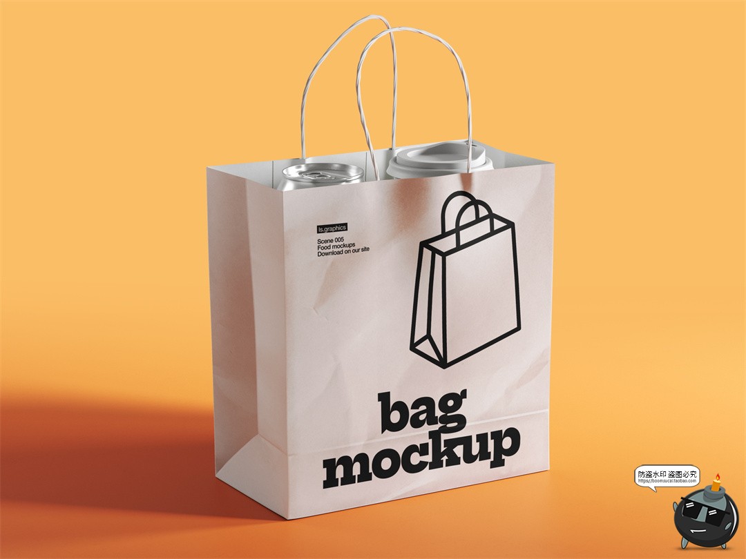 图片[4]-外卖食品包装袋打包盒纸杯纸拎袋快餐品牌包装展示效果图PSD样机-设计猿