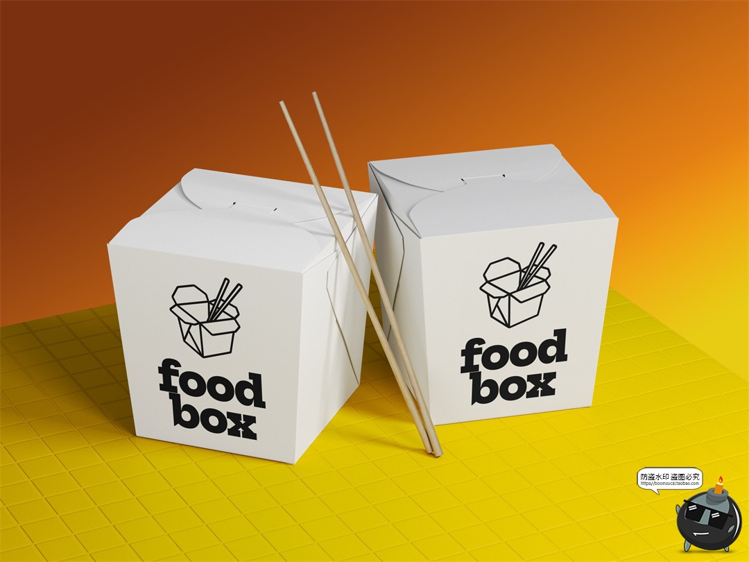图片[10]-外卖食品包装袋打包盒纸杯纸拎袋快餐品牌包装展示效果图PSD样机-设计猿