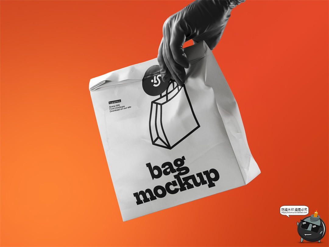 图片[13]-外卖食品包装袋打包盒纸杯纸拎袋快餐品牌包装展示效果图PSD样机-设计猿