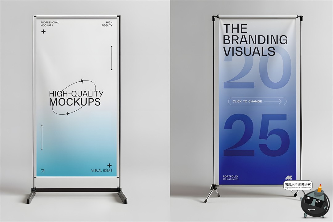 图片[5]-海报广告横幅金属支架模型易拉宝样机展示贴图PSD模板样机PS素材-设计猿