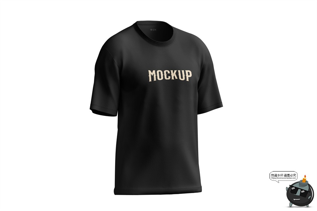 图片[4]-大码落肩3D短袖T恤上衣印花图案贴图效果展示样机PSD模板PS素材-设计猿