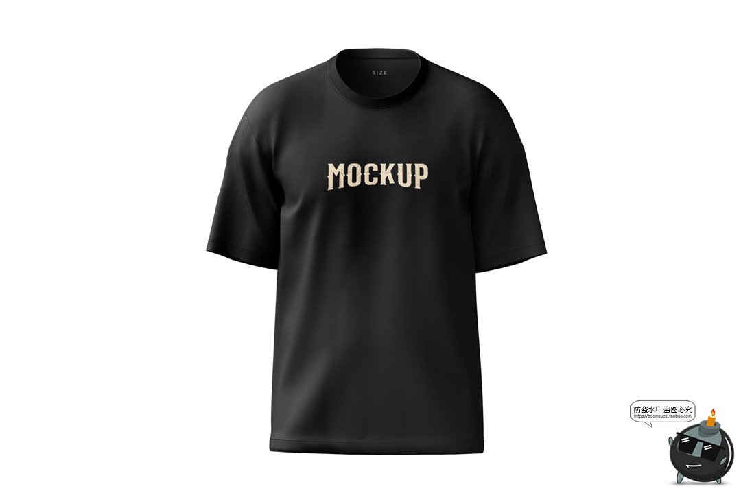 图片[5]-大码落肩3D短袖T恤上衣印花图案贴图效果展示样机PSD模板PS素材-设计猿