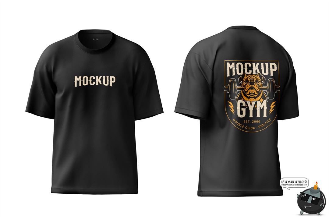 图片[6]-大码落肩3D短袖T恤上衣印花图案贴图效果展示样机PSD模板PS素材-设计猿