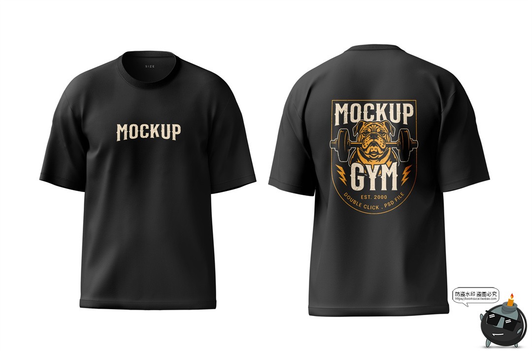 图片[7]-大码落肩3D短袖T恤上衣印花图案贴图效果展示样机PSD模板PS素材-设计猿