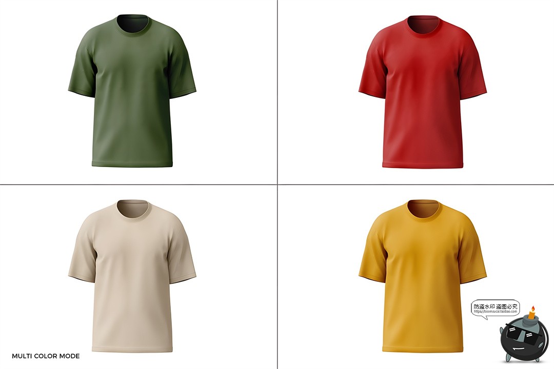 图片[13]-大码落肩3D短袖T恤上衣印花图案贴图效果展示样机PSD模板PS素材-设计猿