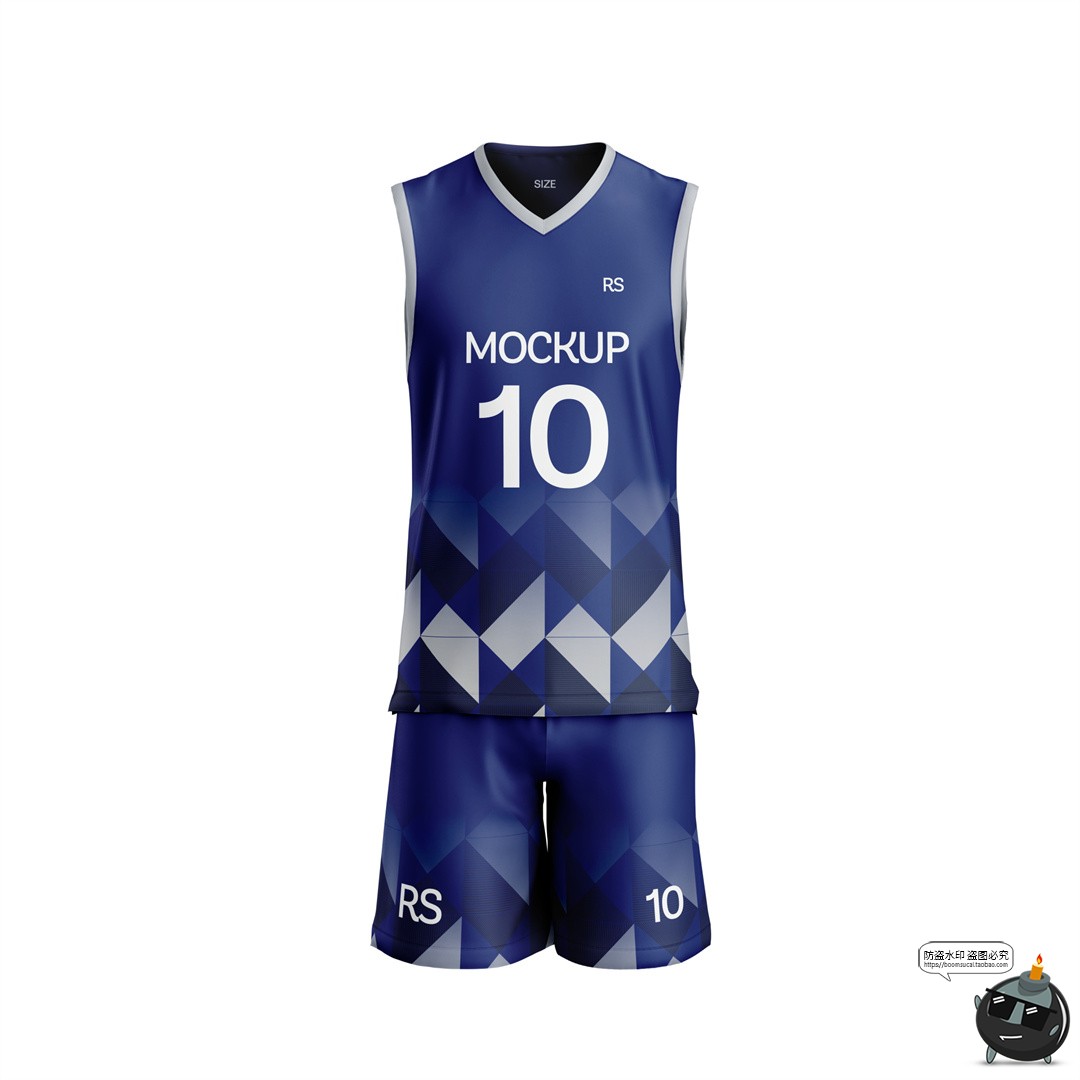 图片[8]-无袖V领3D篮球队服球服俱乐部套装运动训练服装PSD模板样机素材-设计猿