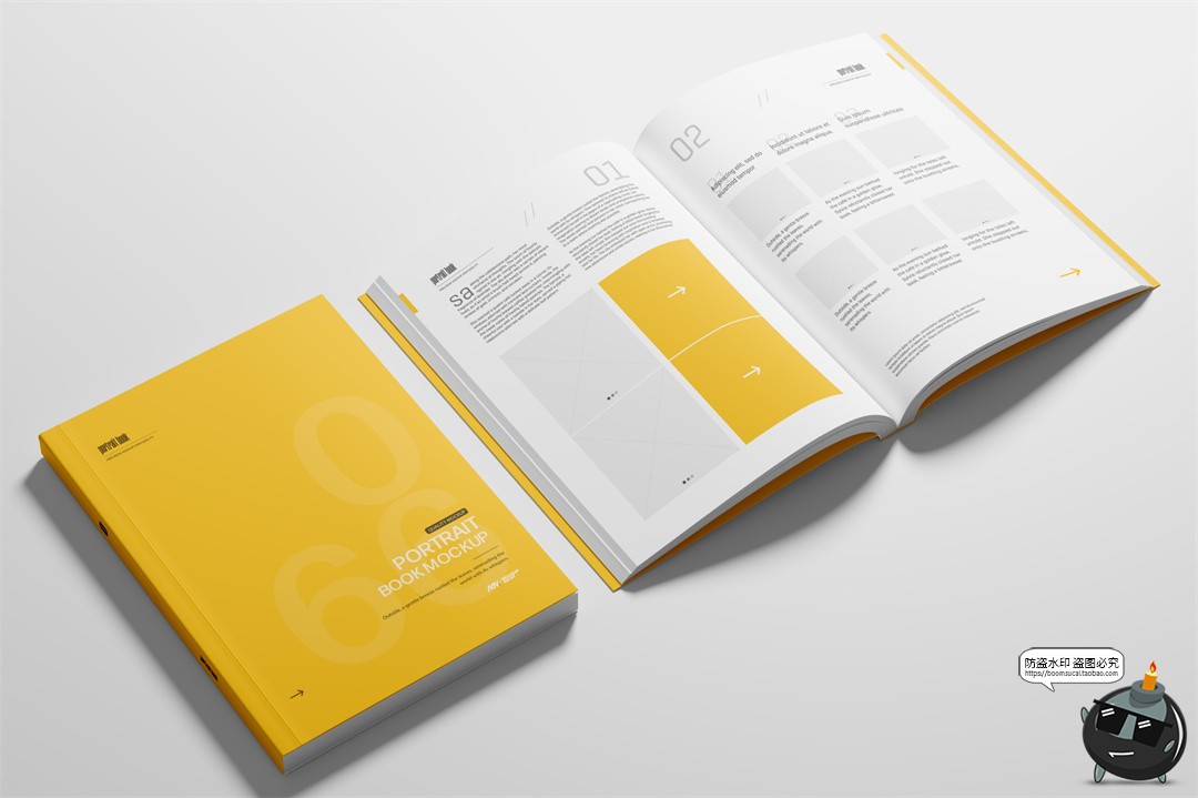 平装书籍书本模型封面内页展开封底效果展示贴图样机PSD模板素材-设计猿