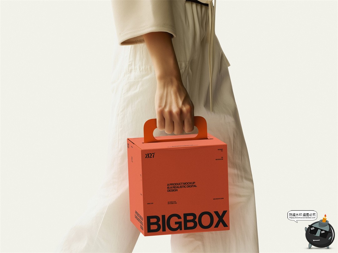 图片[7]-正方形时尚文创周边礼盒纸盒手提纸箱产品包装展示图PSD样机素材-设计猿