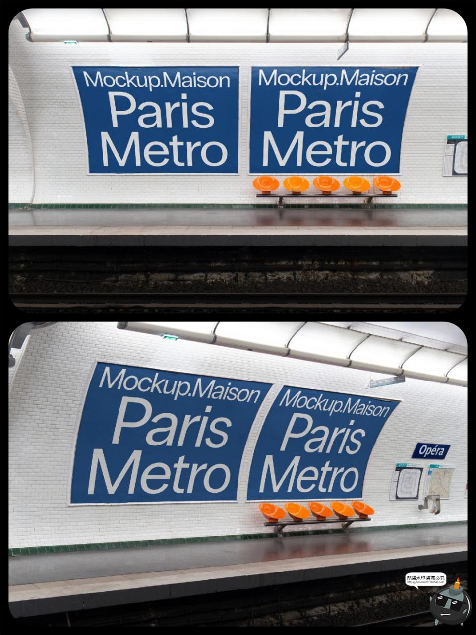 图片[3]-法国街头城市街拍灯箱广告牌海报作品展示效果图样机PSD模板素材-设计猿