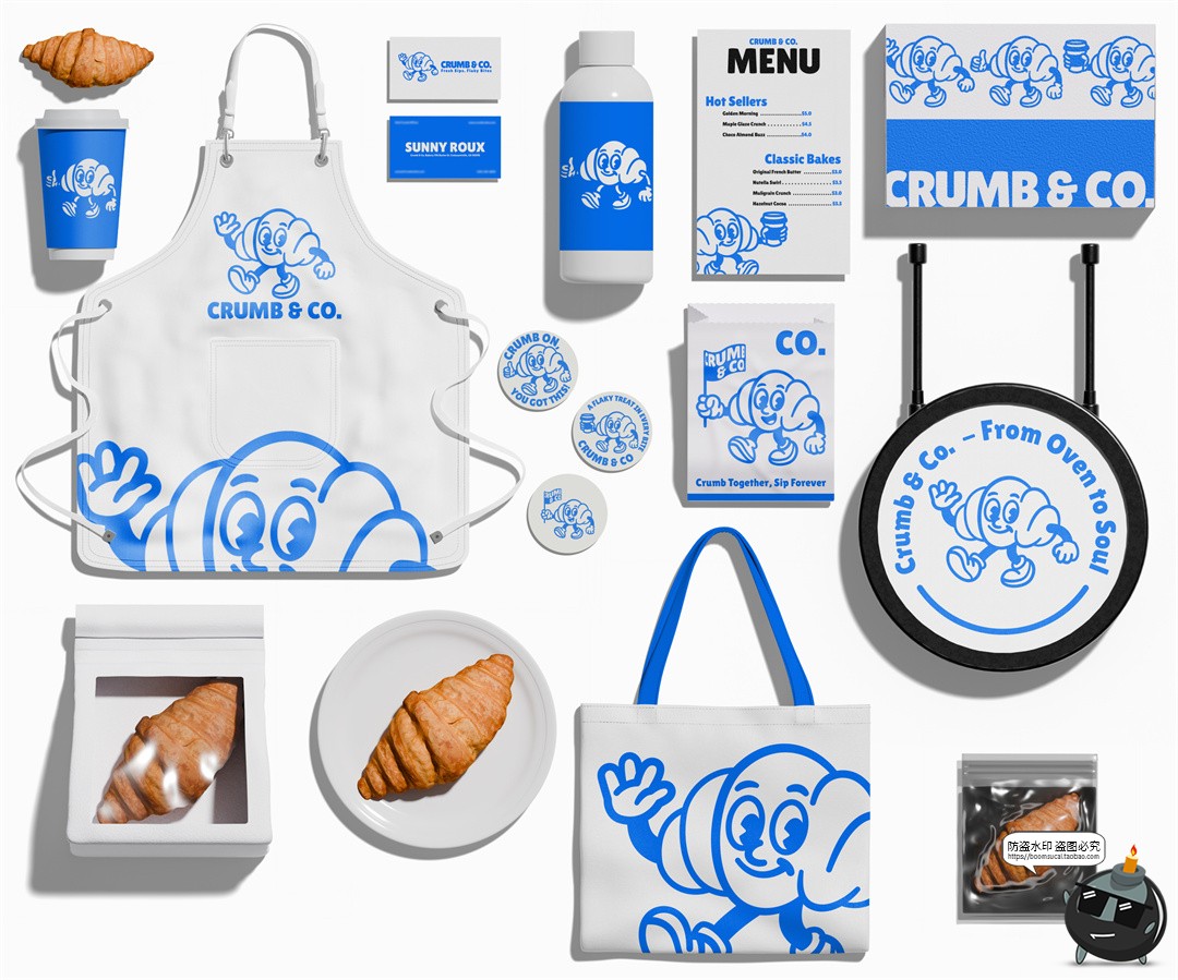 图片[2]-面包房烘焙料理品牌围兜名片logo标志贴图VI提案样机PSD模板素材-设计猿