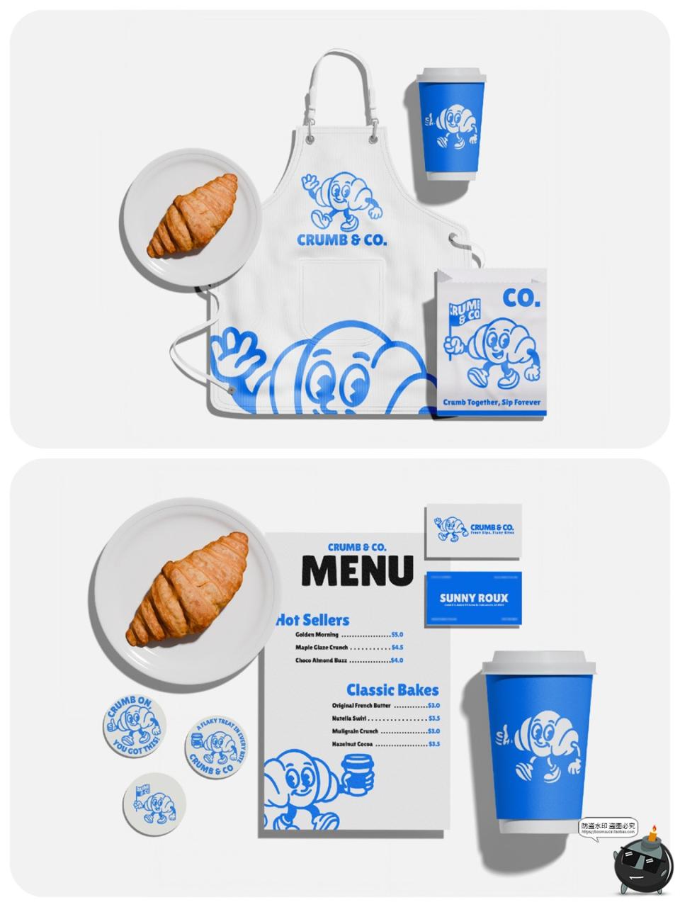 图片[5]-面包房烘焙料理品牌围兜名片logo标志贴图VI提案样机PSD模板素材-设计猿