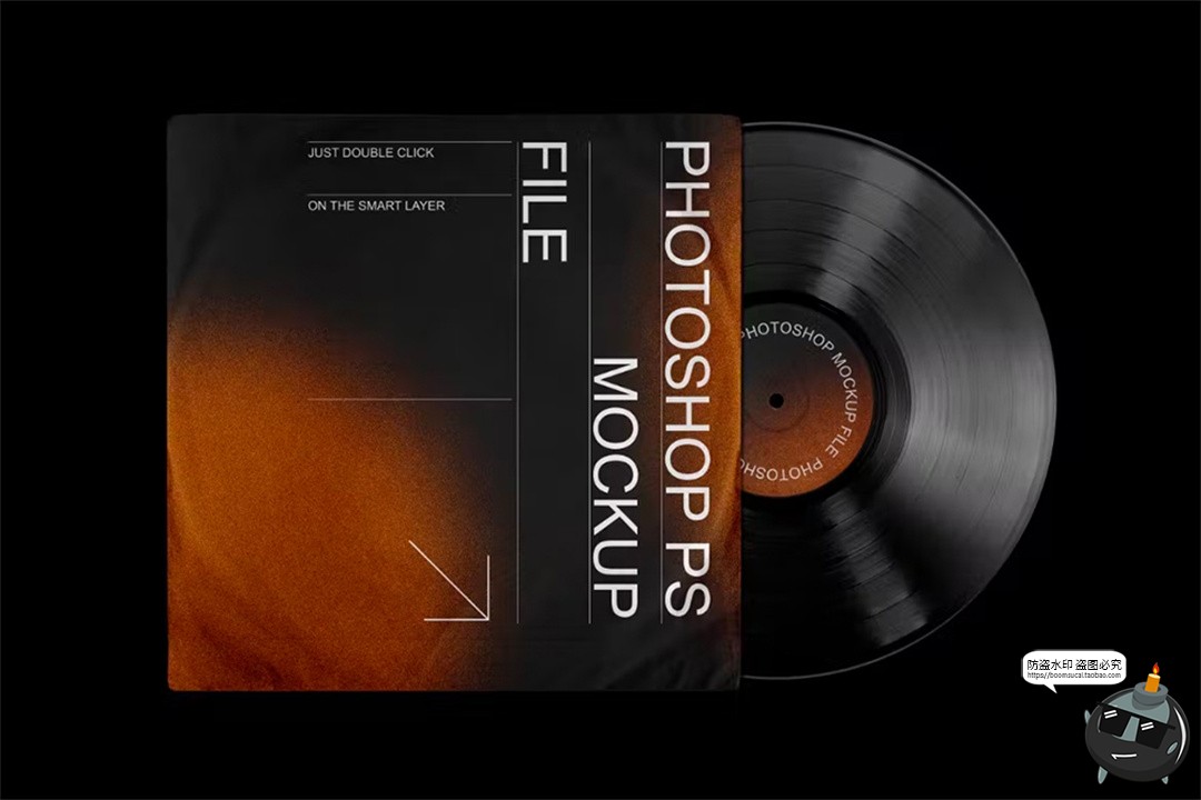 图片[4]-潮流复古黑胶CD唱片专辑封面作品贴图展示效果样机PSD模板ps素材-设计猿