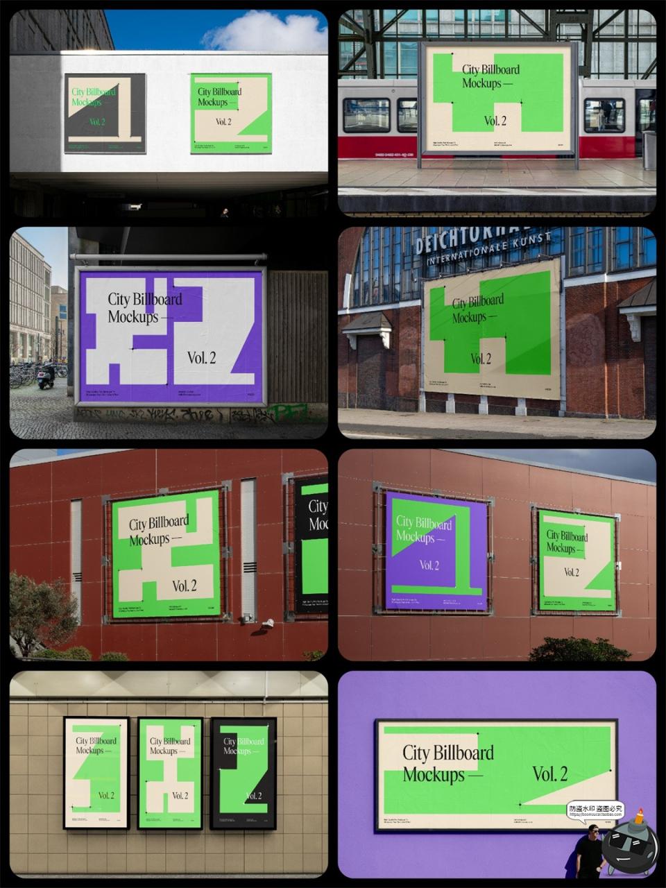 图片[2]-城市户外广告牌高炮灯箱横幅LED屏海报展示效果图样机PSD模板素材-设计猿