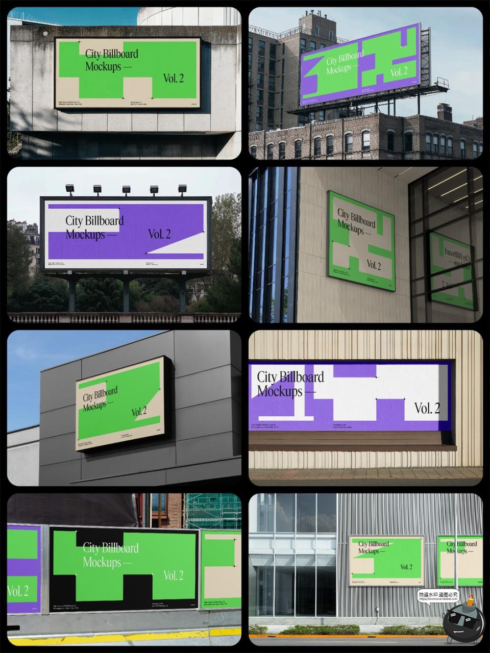 图片[3]-城市户外广告牌高炮灯箱横幅LED屏海报展示效果图样机PSD模板素材-设计猿