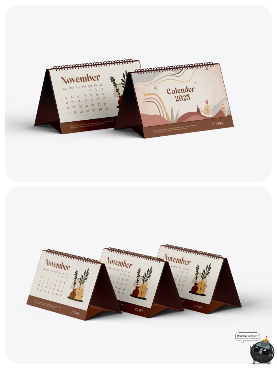 图片[2]-圈装立式日历月历桌面台历日期表模型智能贴图样机PSD模板ps素材-设计猿
