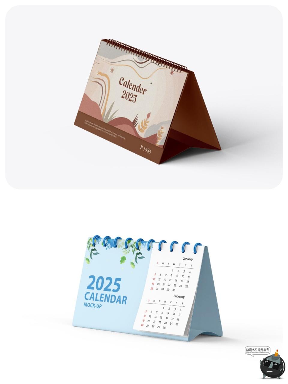 图片[3]-圈装立式日历月历桌面台历日期表模型智能贴图样机PSD模板ps素材-设计猿