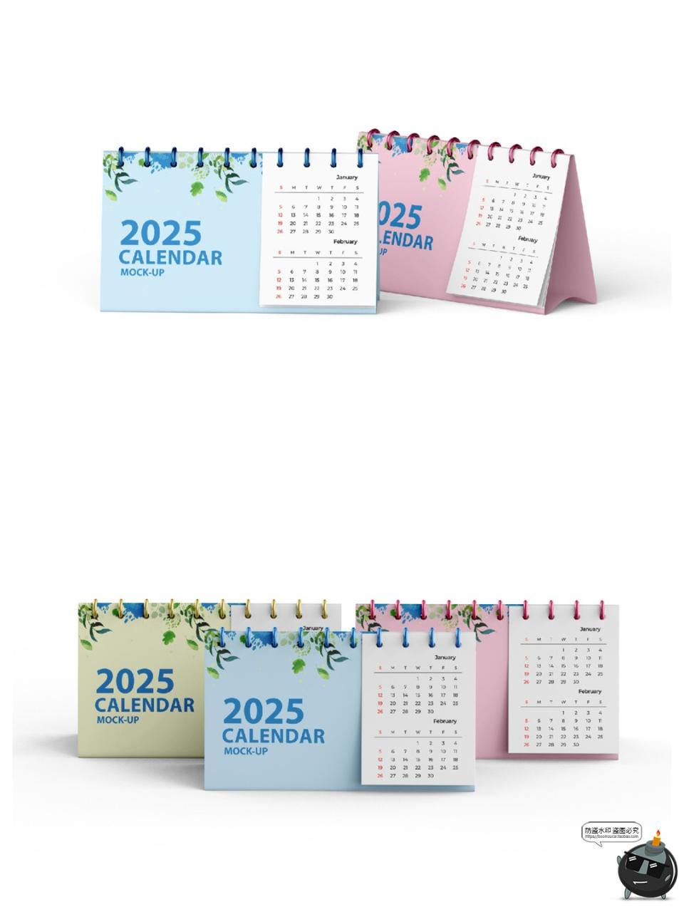 图片[5]-圈装立式日历月历桌面台历日期表模型智能贴图样机PSD模板ps素材-设计猿