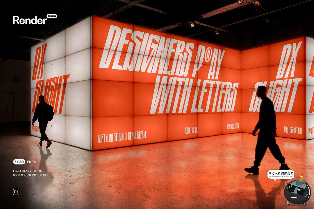 图片[1]-弱光艺术展厅LED屏幕灯箱广告主视觉背景横幅展示效果图PSD样机-设计猿