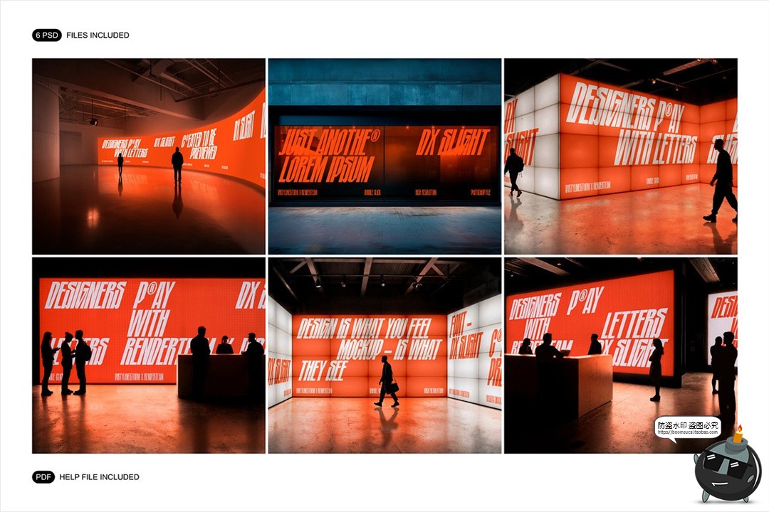 图片[2]-弱光艺术展厅LED屏幕灯箱广告主视觉背景横幅展示效果图PSD样机-设计猿