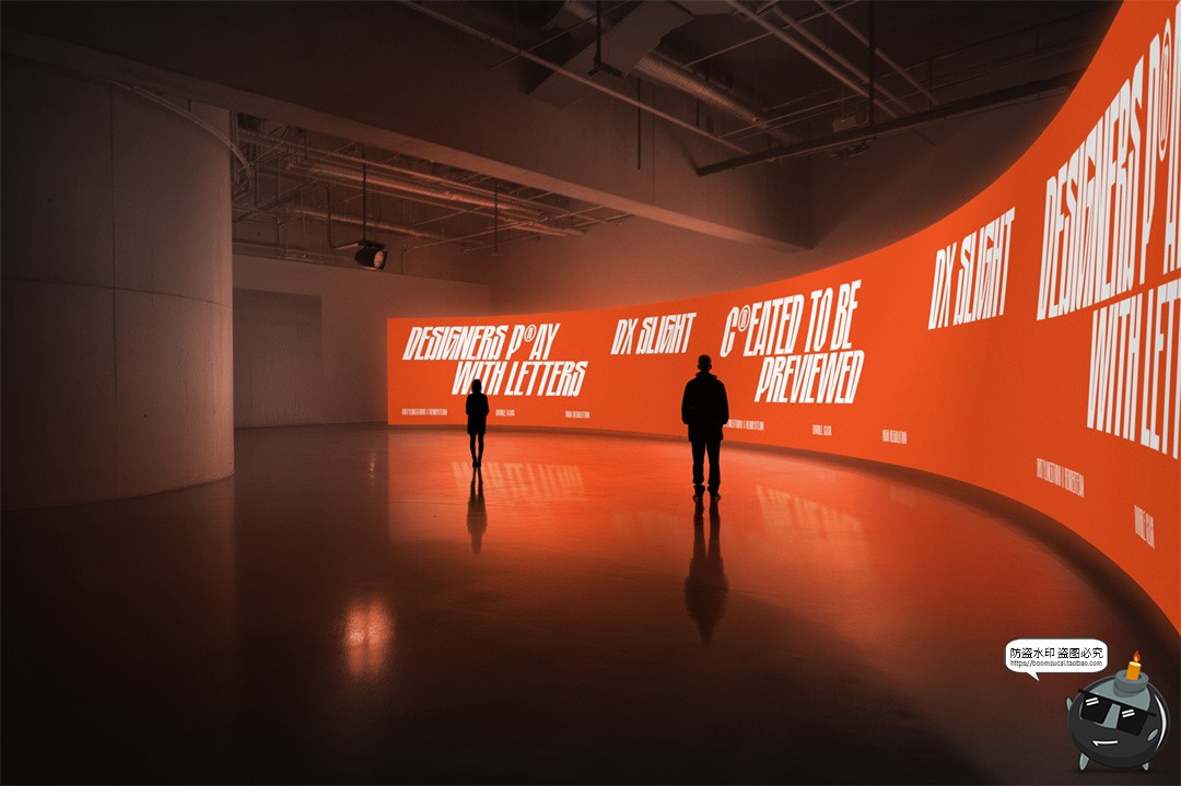 图片[3]-弱光艺术展厅LED屏幕灯箱广告主视觉背景横幅展示效果图PSD样机-设计猿