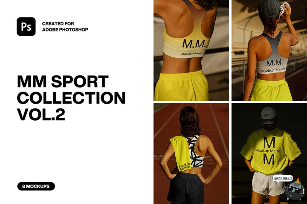 健身运动体育内衣背心T恤单肩包水壶穿搭展示效果图PSD样机素材-设计猿