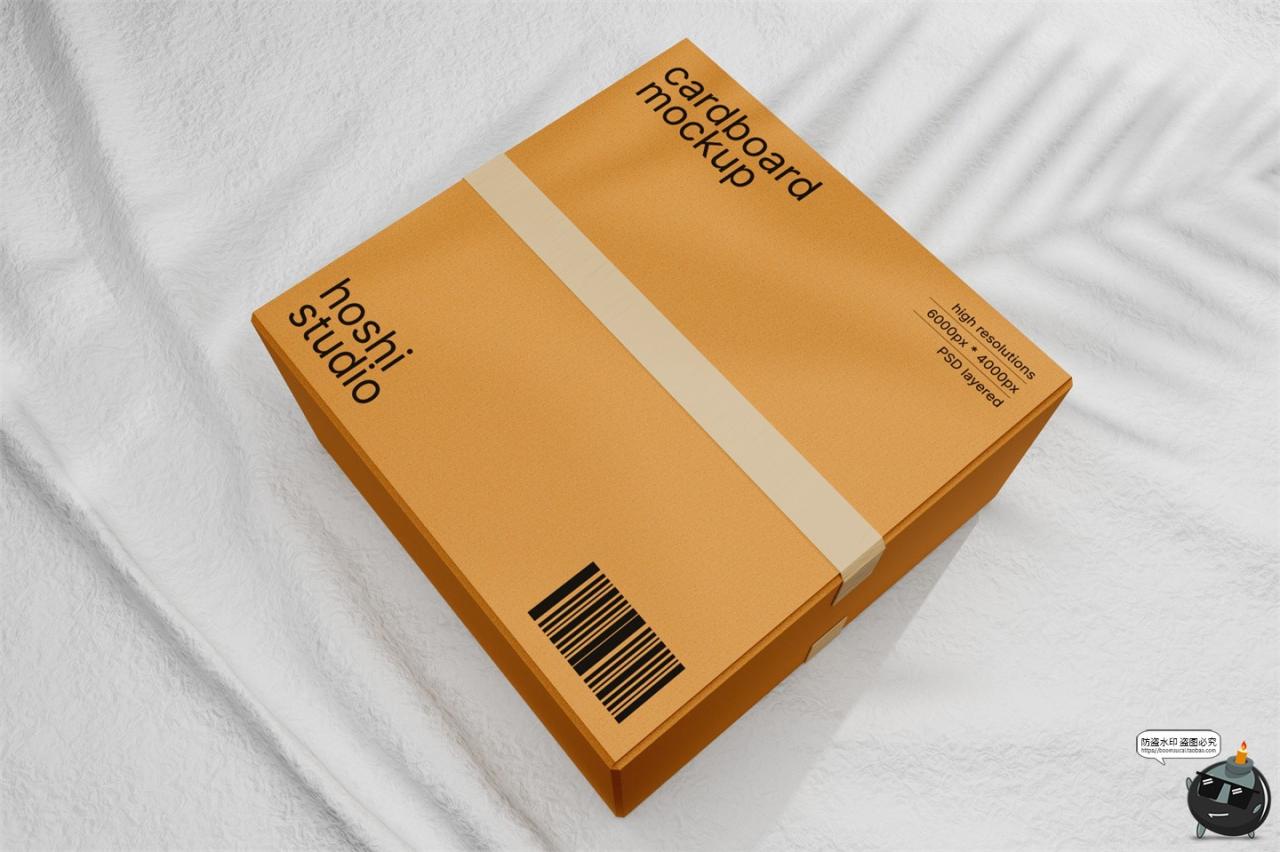 图片[2]-正方形搬家打包收纳纸箱纸盒瓦楞牛皮纸箱包装样机PSD模板素材图-设计猿