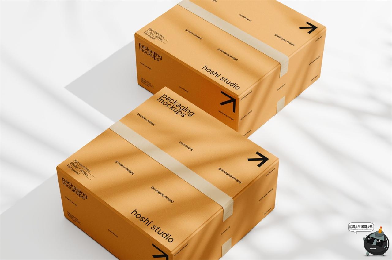 图片[6]-正方形搬家打包收纳纸箱纸盒瓦楞牛皮纸箱包装样机PSD模板素材图-设计猿