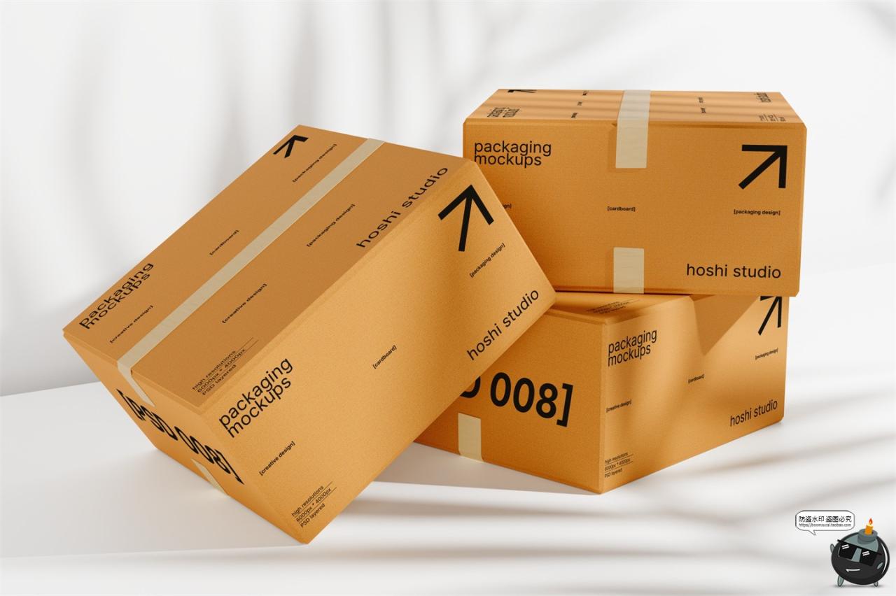 图片[7]-正方形搬家打包收纳纸箱纸盒瓦楞牛皮纸箱包装样机PSD模板素材图-设计猿
