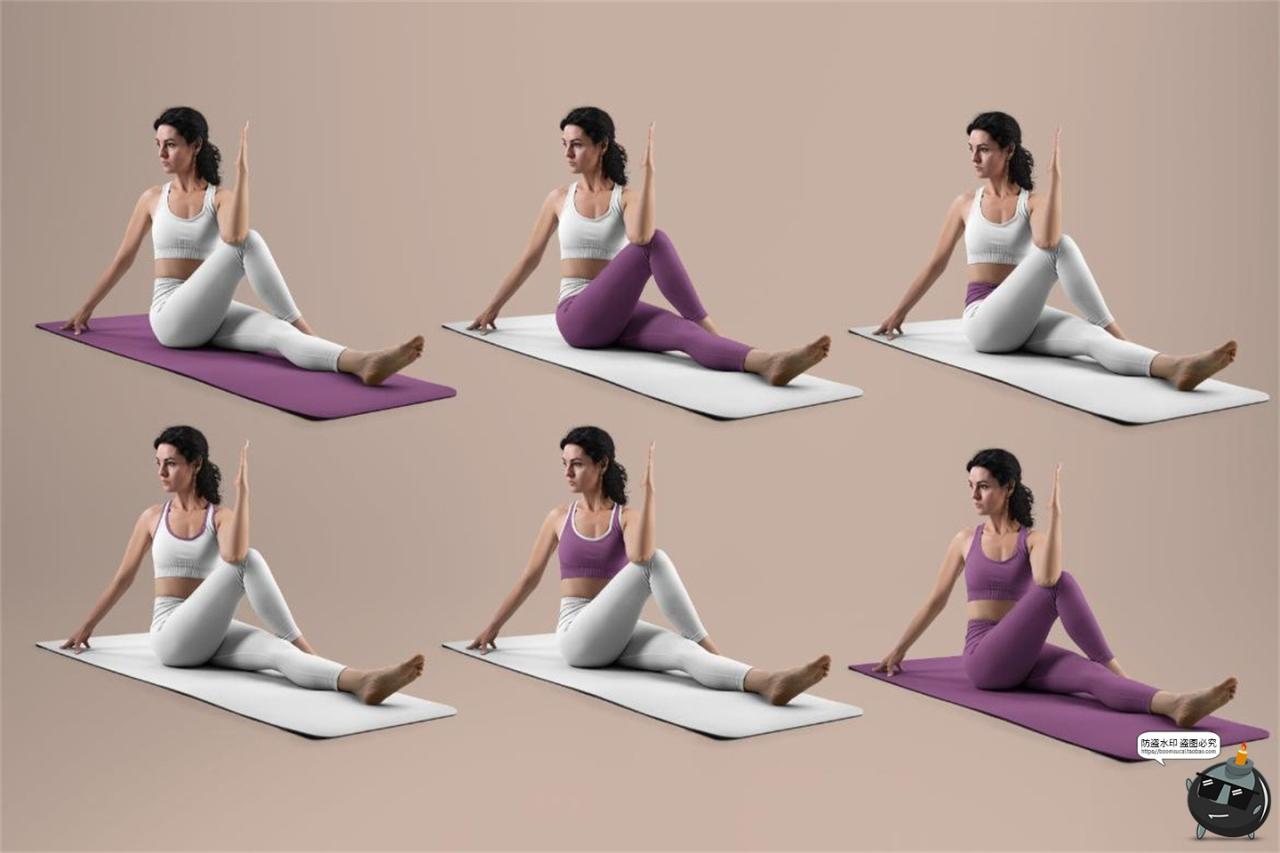 图片[2]-女士普拉提瑜伽紧身裤服装印花图案效果展示PSD贴图样机模板素材-设计猿