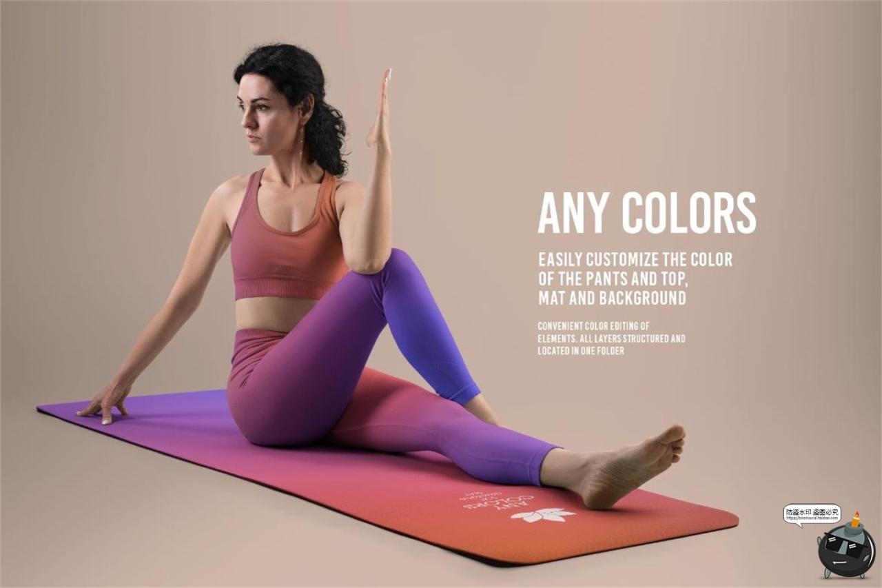 图片[3]-女士普拉提瑜伽紧身裤服装印花图案效果展示PSD贴图样机模板素材-设计猿