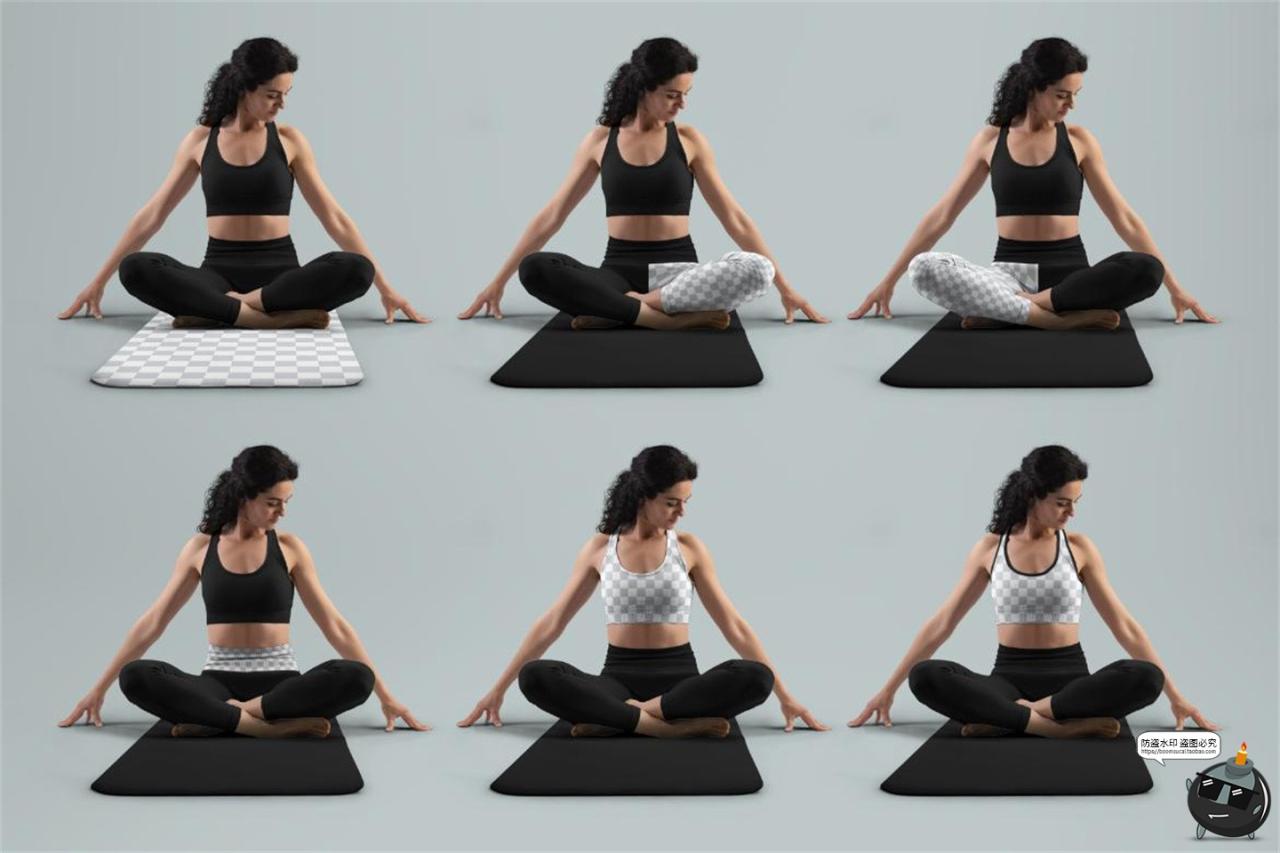 图片[4]-女士普拉提瑜伽紧身裤服装印花图案效果展示PSD贴图样机模板素材-设计猿