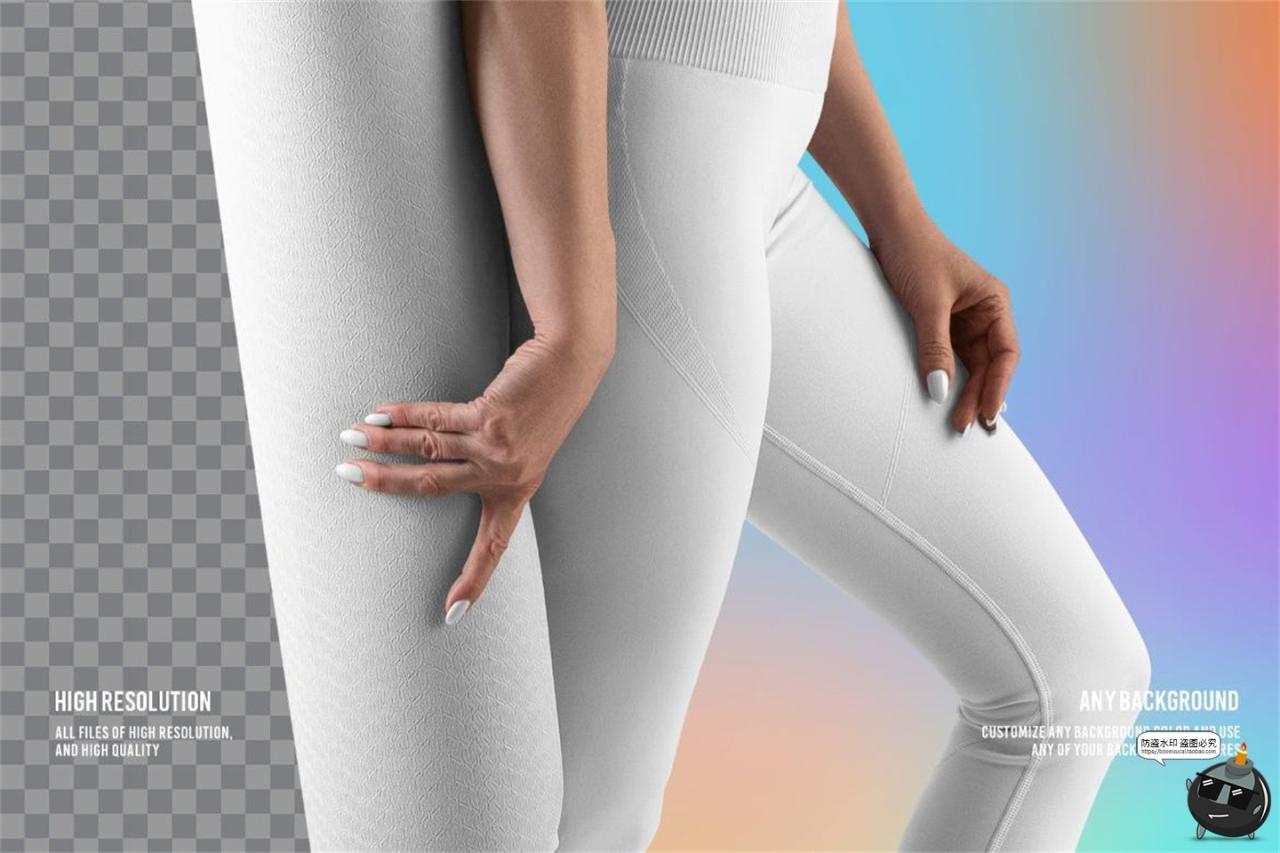 图片[7]-女士普拉提瑜伽紧身裤服装印花图案效果展示PSD贴图样机模板素材-设计猿