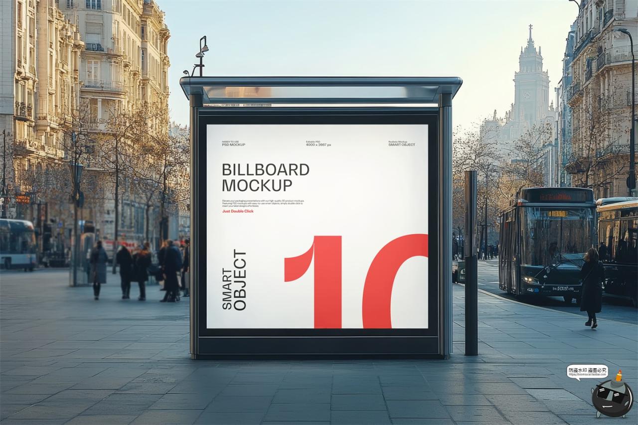 图片[2]-户外街道广场灯箱公交站站牌站点广告牌贴图展示PSD模板样机素材-设计猿