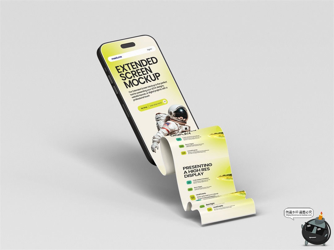 图片[2]-手机屏幕iPhone16Pro长卷轴长页面长图效果图展示样机PSD模板素材-设计猿