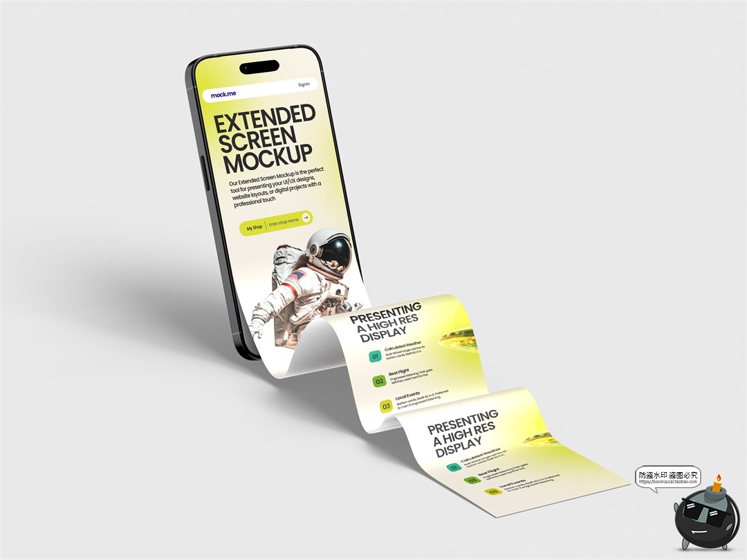图片[6]-手机屏幕iPhone16Pro长卷轴长页面长图效果图展示样机PSD模板素材-设计猿