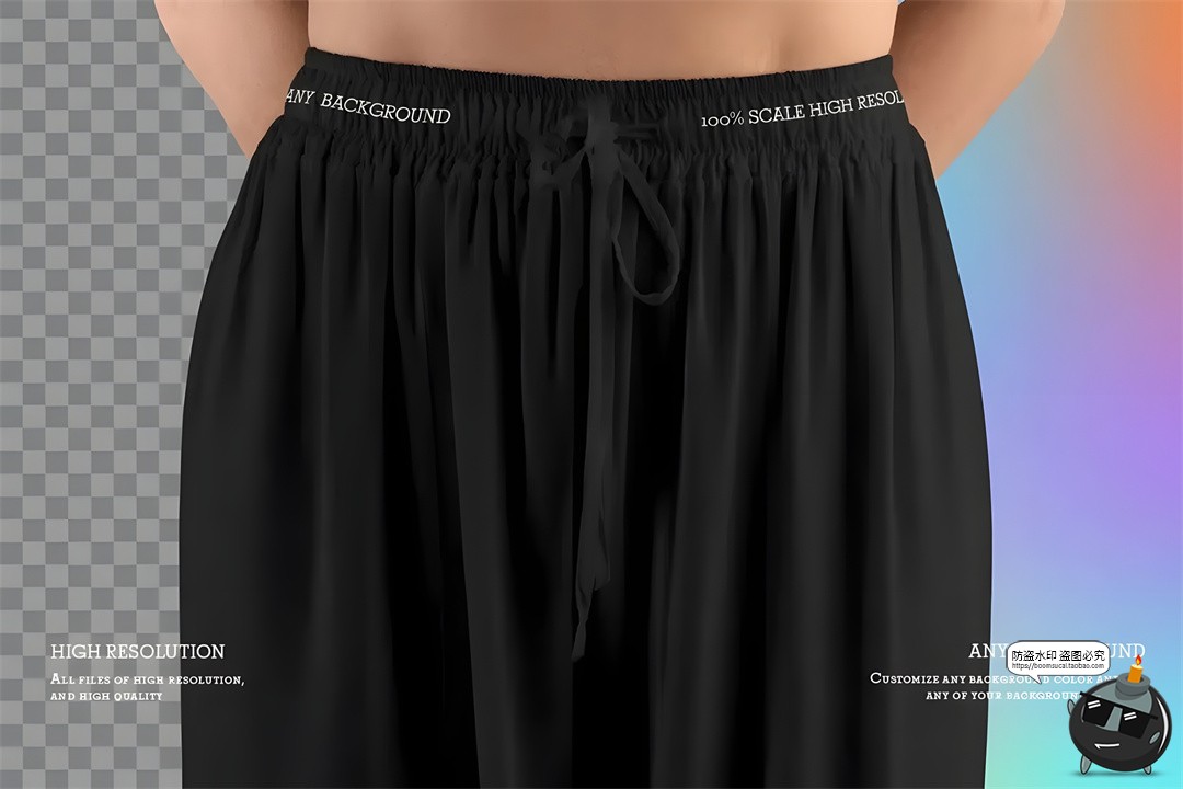 图片[2]-瑜伽普拉提休闲居家阔腿裤裤子模型图案印花贴图PSD模板样机素材-设计猿