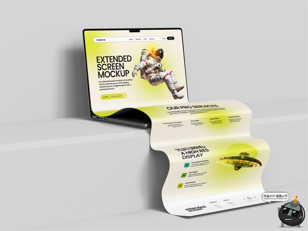 图片[2]-屏幕网站长屏幕长图笔记本电脑长滚动展示页面PSD模板样机PS素材-设计猿