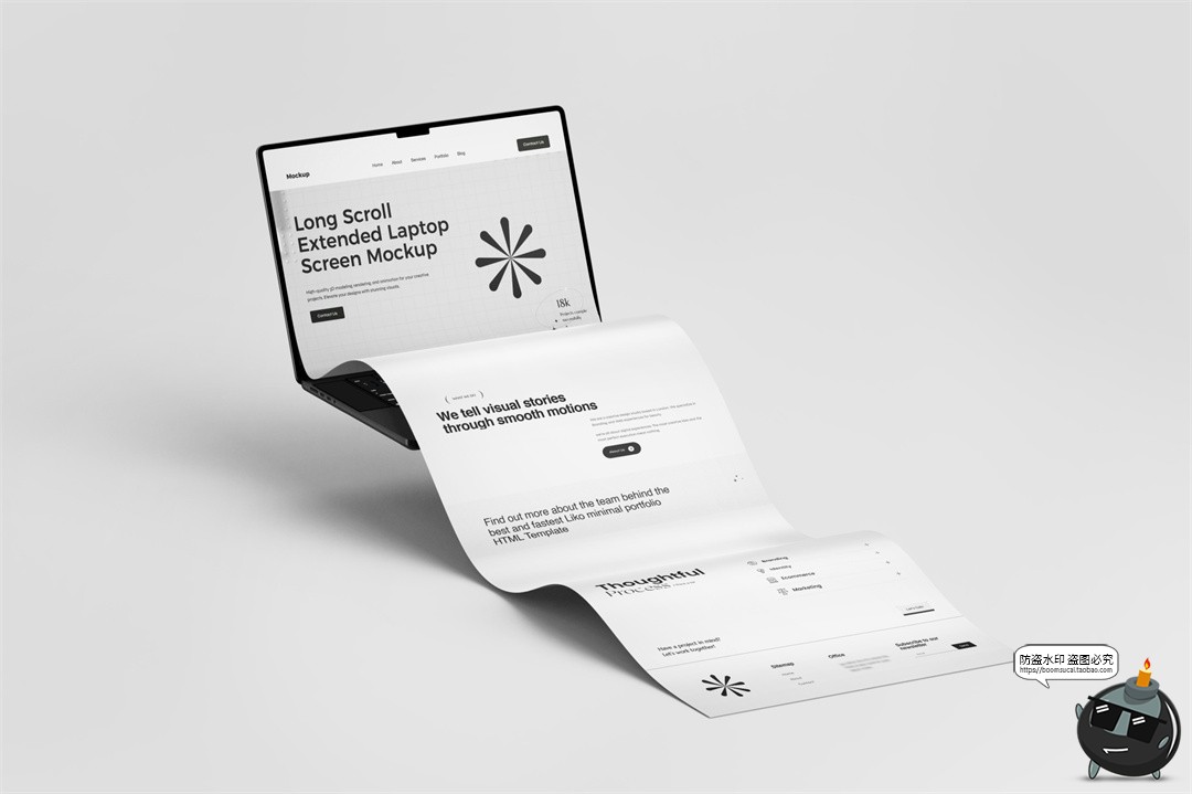 图片[1]-笔记本电脑网页网站长页面长图创意展示UI作品效果图PSD样机素材-设计猿