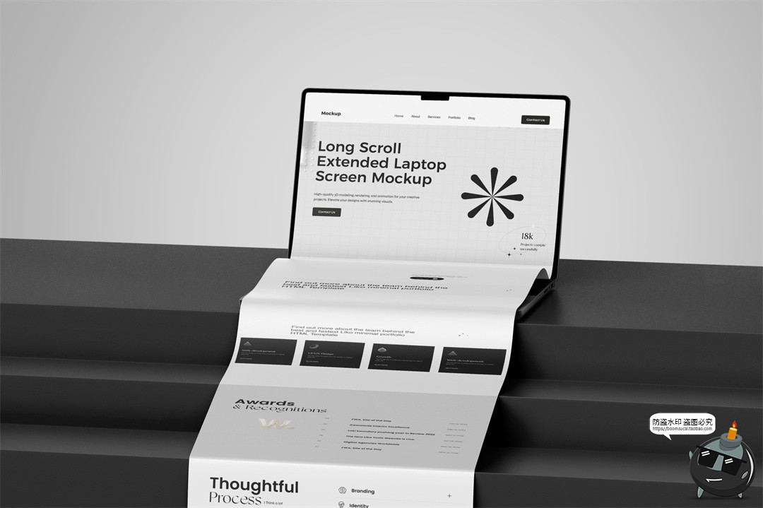 图片[6]-笔记本电脑网页网站长页面长图创意展示UI作品效果图PSD样机素材-设计猿