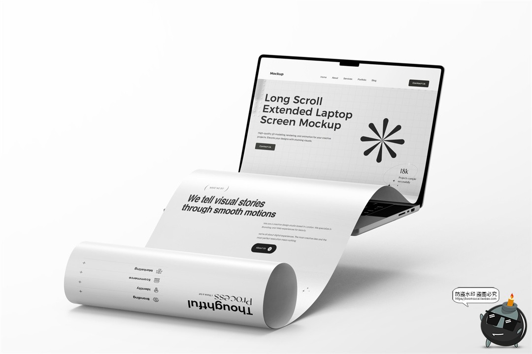 图片[8]-笔记本电脑网页网站长页面长图创意展示UI作品效果图PSD样机素材-设计猿
