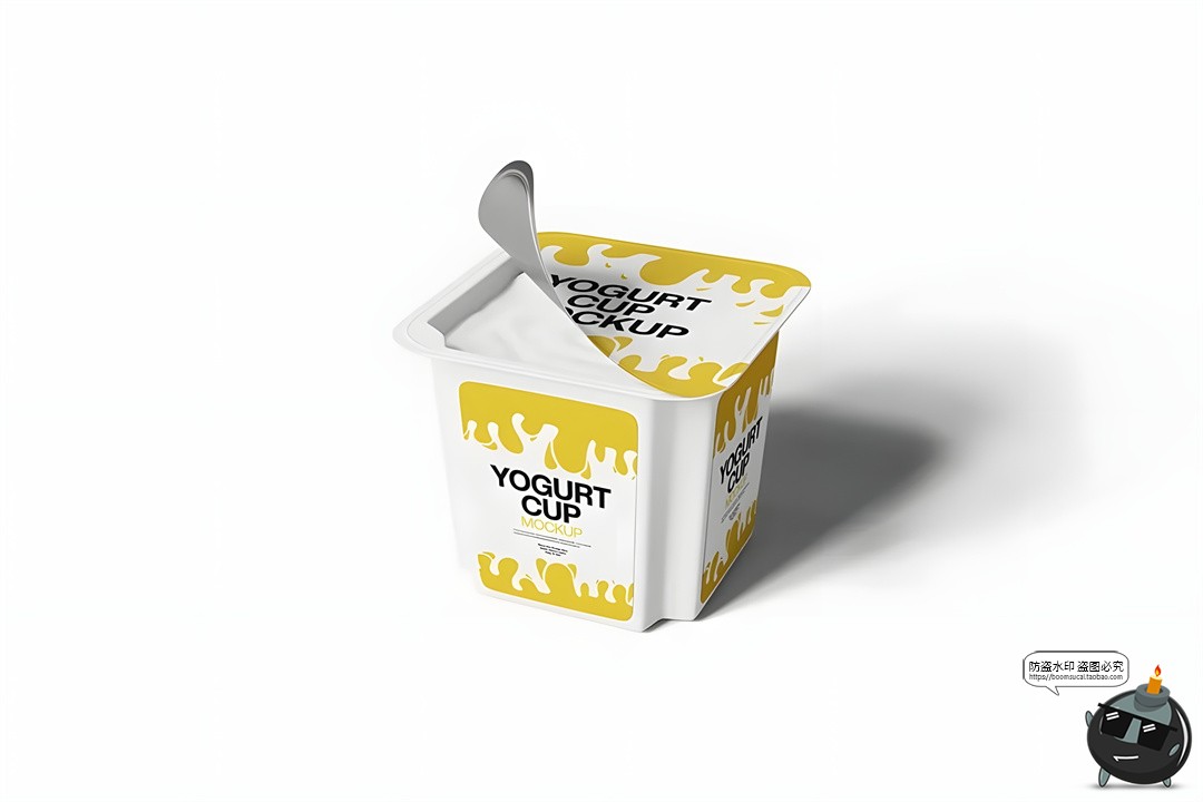 图片[1]-方形塑料酸奶杯模型样机品牌logo标识印花图案贴图PSD模板素材-设计猿