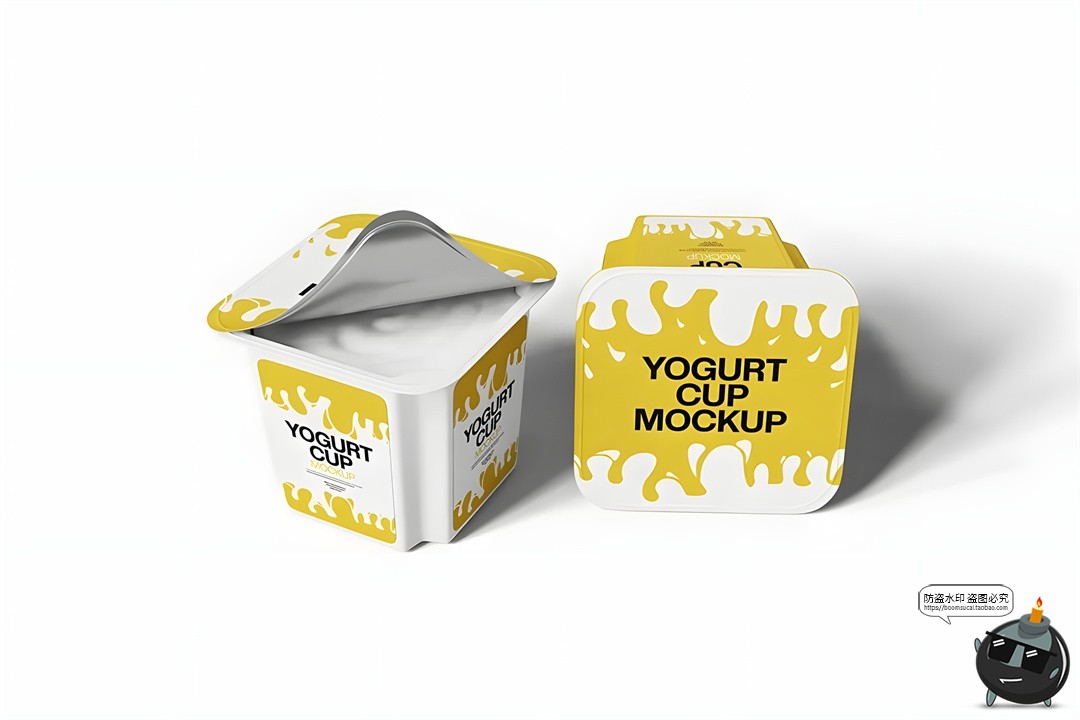 图片[3]-方形塑料酸奶杯模型样机品牌logo标识印花图案贴图PSD模板素材-设计猿