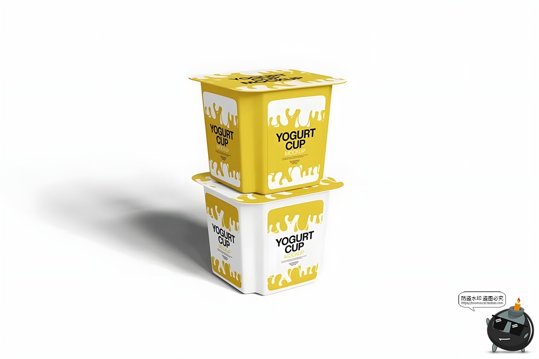 图片[5]-方形塑料酸奶杯模型样机品牌logo标识印花图案贴图PSD模板素材-设计猿