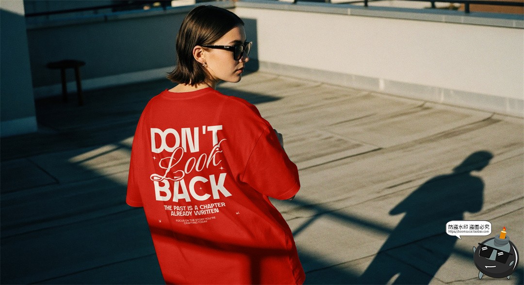 图片[3]-潮流宽松大码女装短袖T恤服装网红街拍场景展示效果图PSD样机素材-设计猿